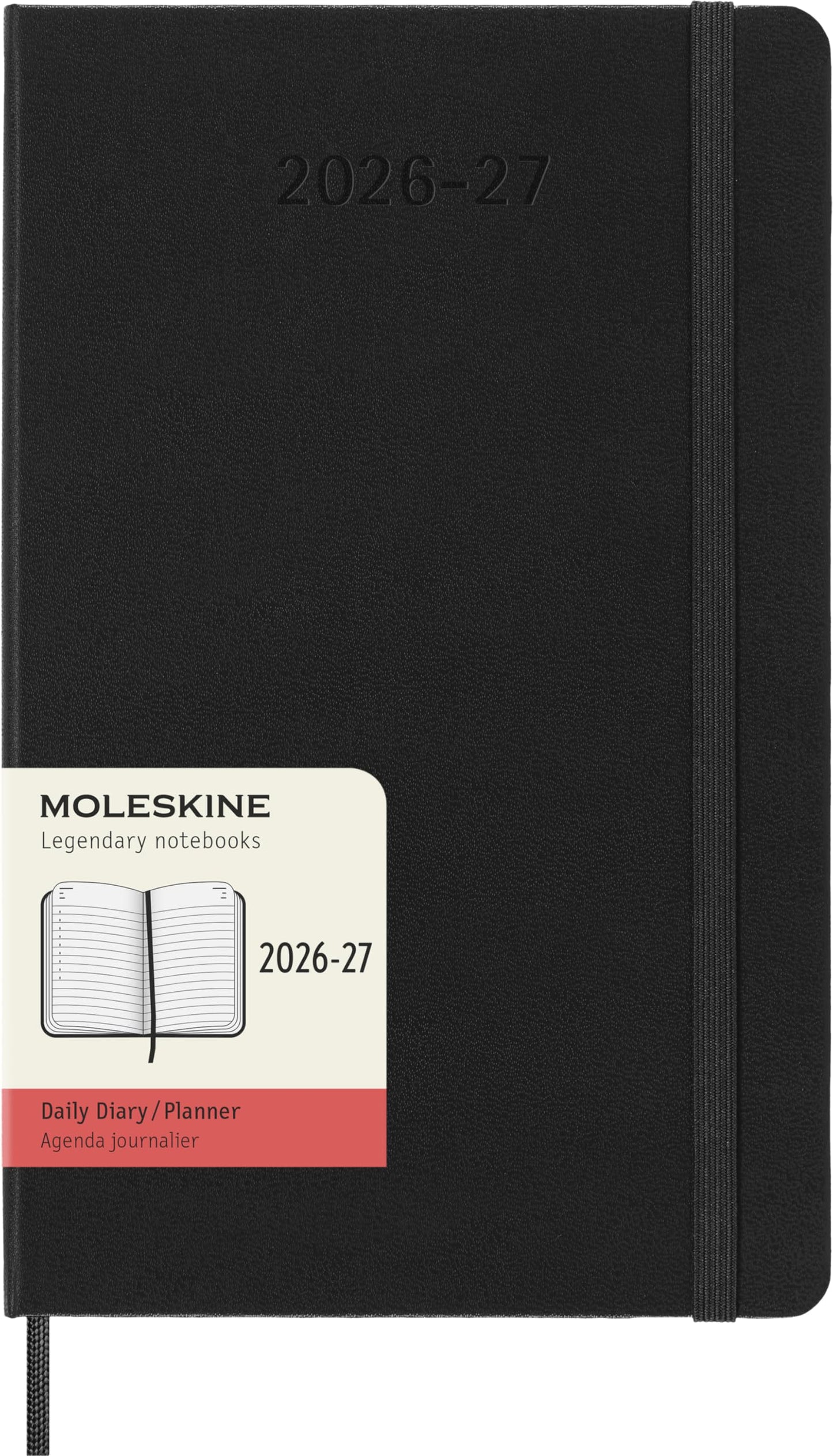 Moleskine Classic 18 Month 2026-2027 Daily Planner, Hard Cover, Large (5" x 8.25"), Black, 608 pages
