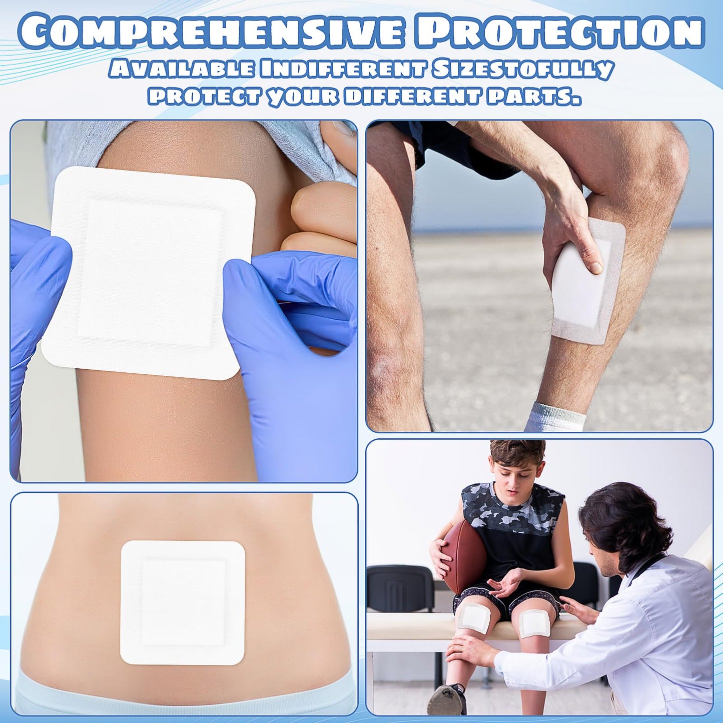 50 Pieces Bordered Gauze-Island Dressing is 5.9 x 5.9 Inch Wound Bandage Adhesive Patches Post Shower Pads Breathable Borders Individually Packed Pouches