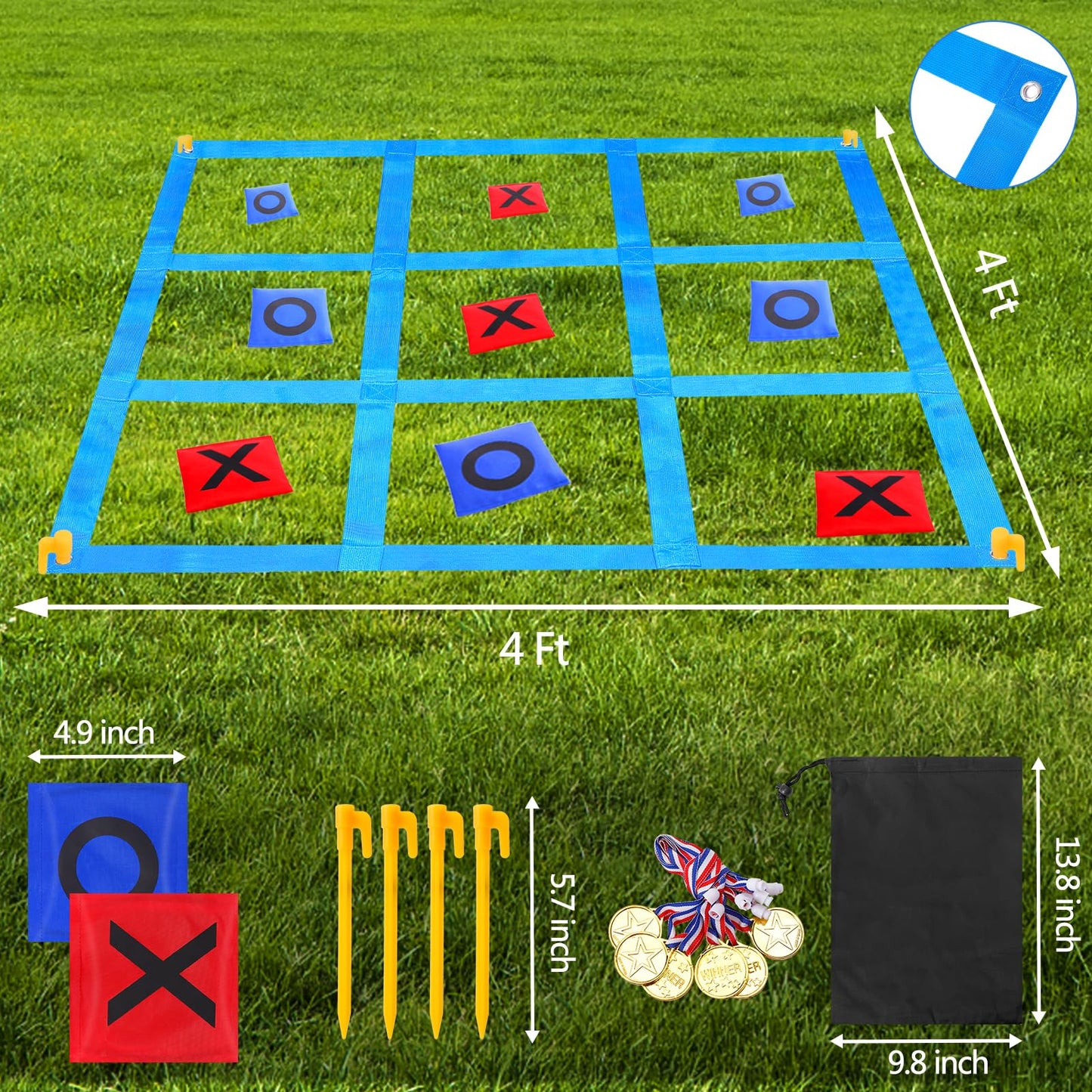 CWLAKON Outdoor Giant Tic Tac Toe Bean Bag Toss Games for Kids Adults Family, Outside Large Lawn Yard Backyard Carnival Field Day Game, Birthday Party Family Reunion Beach Picnic Camping Games