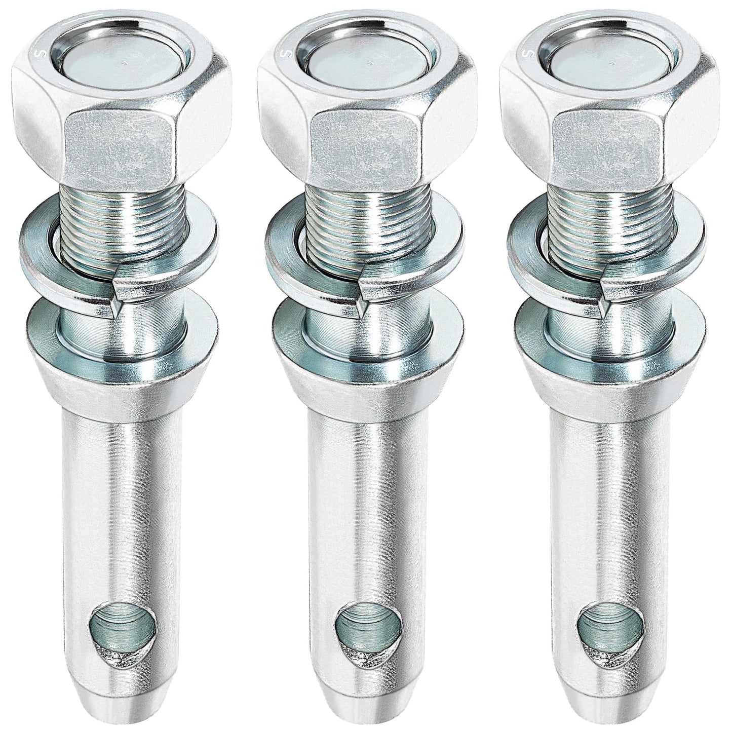 Sunluway 3 Pack Cat 1 Draw Pin Lift Arm Pin, 7/8 in Dia, 5-1/2 in Universal, Forged, Silver, Carbon Steel, Powder Coated, Tractor Hitch Accessories