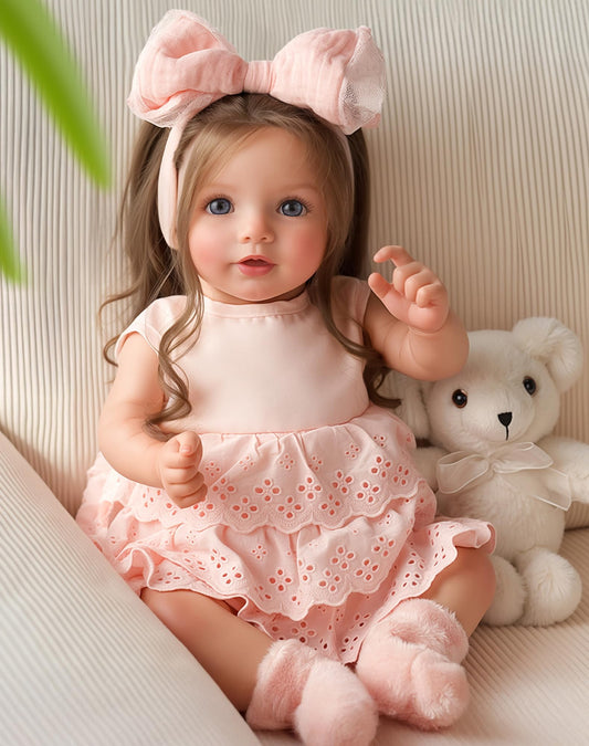 BABESIDE Lifelike Reborn Baby Dolls Dara - 20 Inch Realistic-Newborn Baby Doll Brown Hair Girl Handmade Real Life Toddler Dolls with Clothes and Toy Accessories Gift for Kids Age 3+