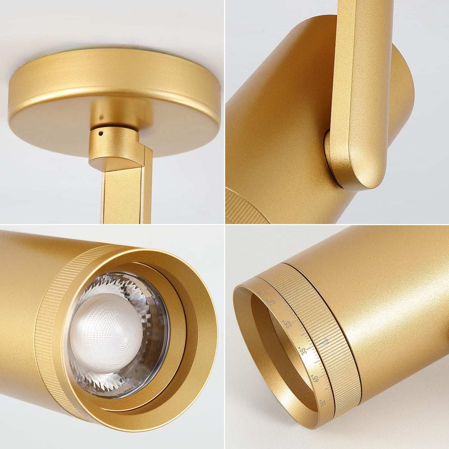 Opulux 12W LED Dimmable Zoomable Ceiling Spotlight Indoor – Adjustable Surface Mount Accent Light for Corridor, Living Room, Plants & Painting | Warm White 3000K CRI 97, Flicker-Free, Gold