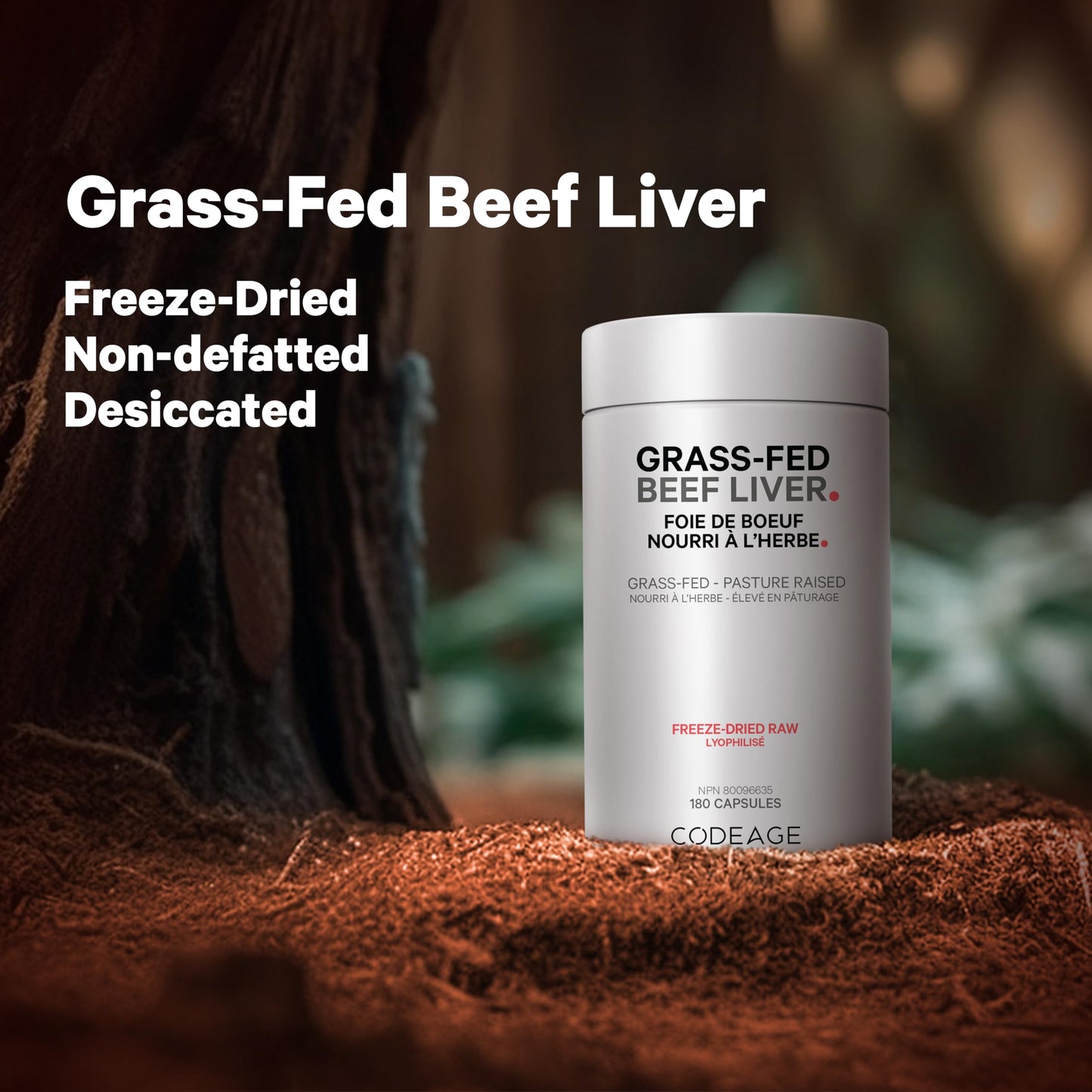 Codeage Grass Fed Beef Liver Supplement - Freeze Dried, Non-Defatted, Desiccated Beef Liver Glandulars Bovine Pills - Liver Health Foods Meat - Argentina Beef Vitamins For Liver - Non-GMO - (2 Pack)