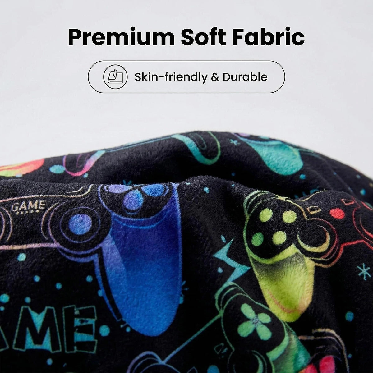 Reading Pillow with Gamepad Prints Large Backrest with Arms for Adult Kids Back Pillow for Bed & Couch Sitting Up with Arms & Washable Cover (Gamepad)