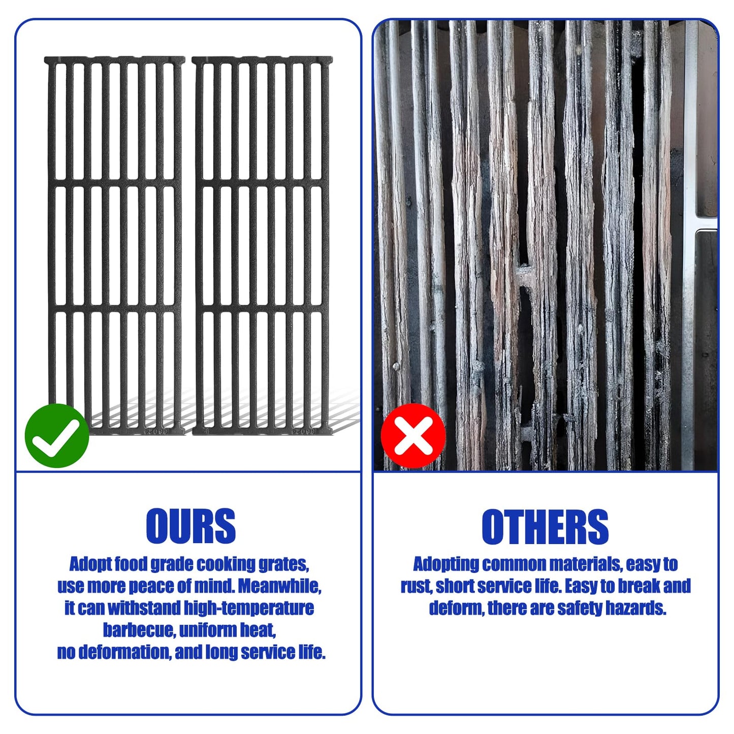 Cast Iron Cooking Grates Replacement Parts for Broil King Baron 440 320 340 420 S420 S320 Series 4 Pack Cast Iron Grill Grid for Huntington 2122-64 2122-67 Models