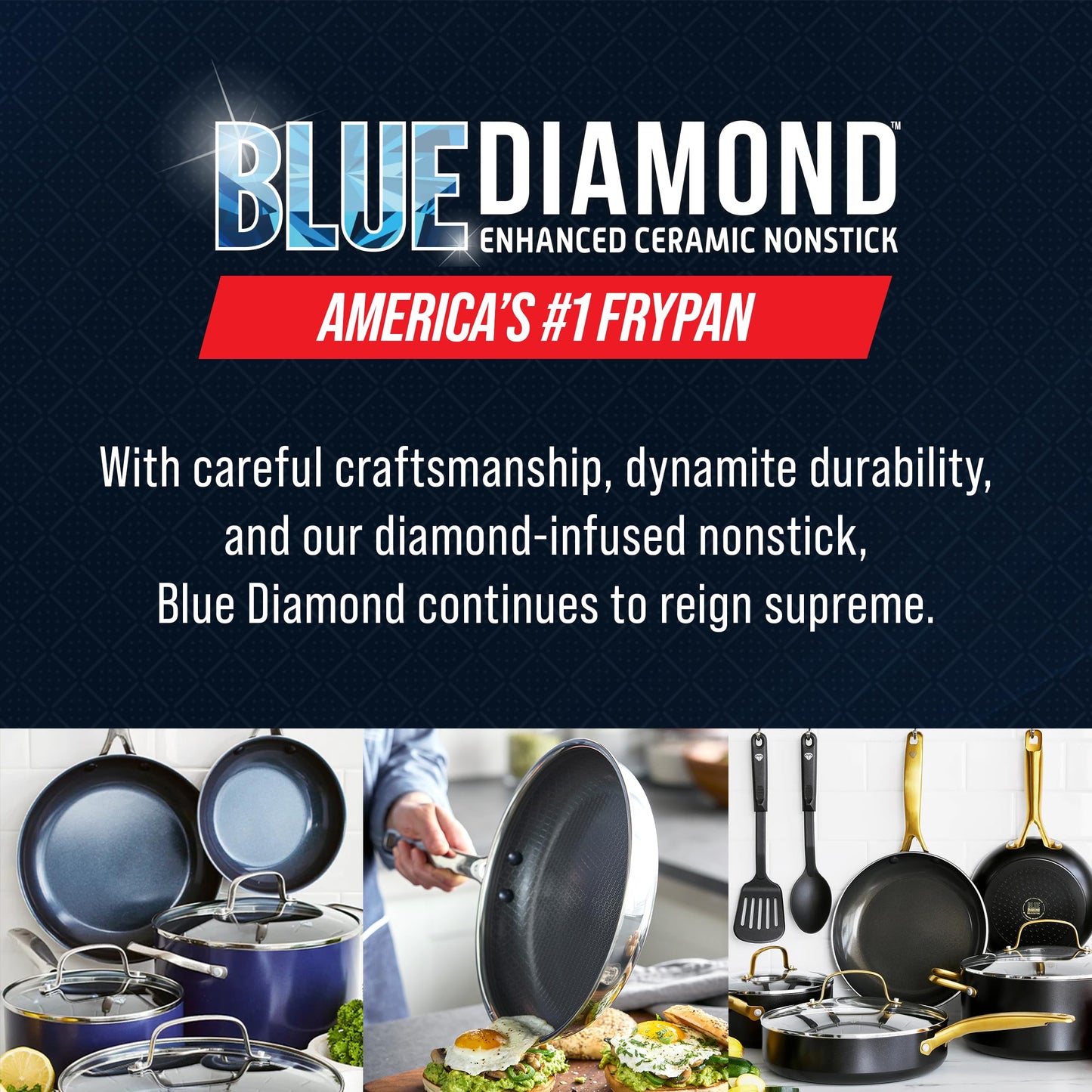 Blue Diamond Cookware, Bond 8" Frying Pan Skillet, Hybrid Diamond Infused Non Stick Stainless Steel, Non Toxic PFAS & PFOA Free, Tri-ply Clad Cookware, Induction, Dishwasher & Oven Safe, Silver