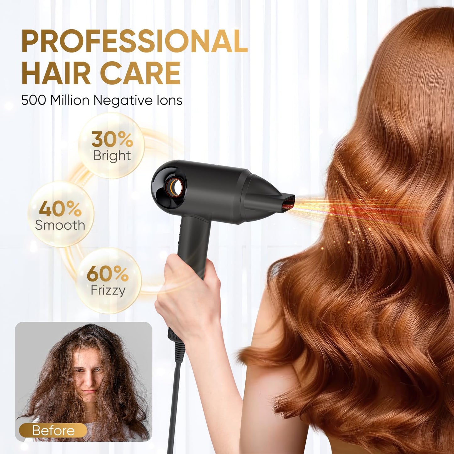 Vatsekui Hair Dryer, 16000 RPM Brushless Motor, Negative Ionic Blow Dryer for Fast Drying, Low Noise Thermo-Control Hair-Dryer-with-Diffuser and Nozzle (Pastel purple)