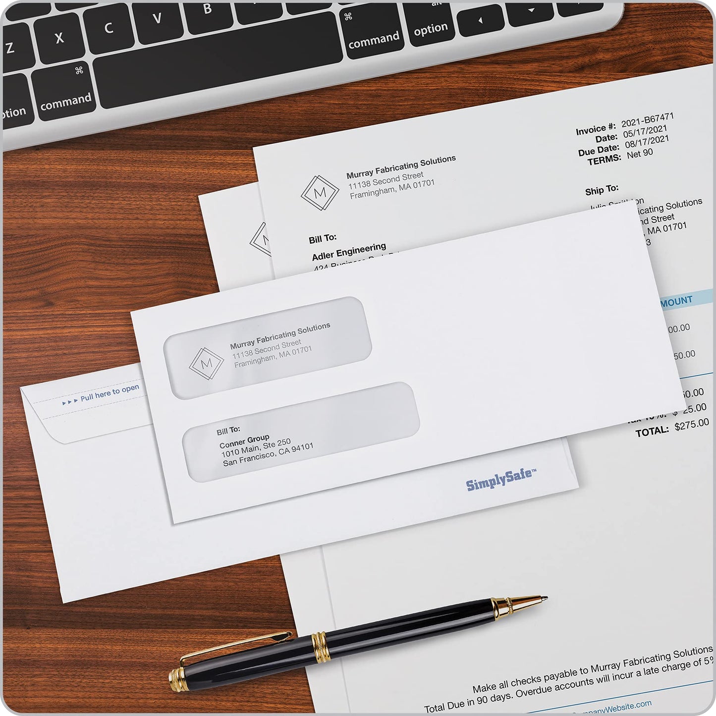 Columbian Envelopes, #9 Double Window Security, 500 Per Box, SimplySafe Tamper Evident, Pull Strip, Peel and Seal, White, 3-7/8" x 8-7/8" for Invoices and Statements