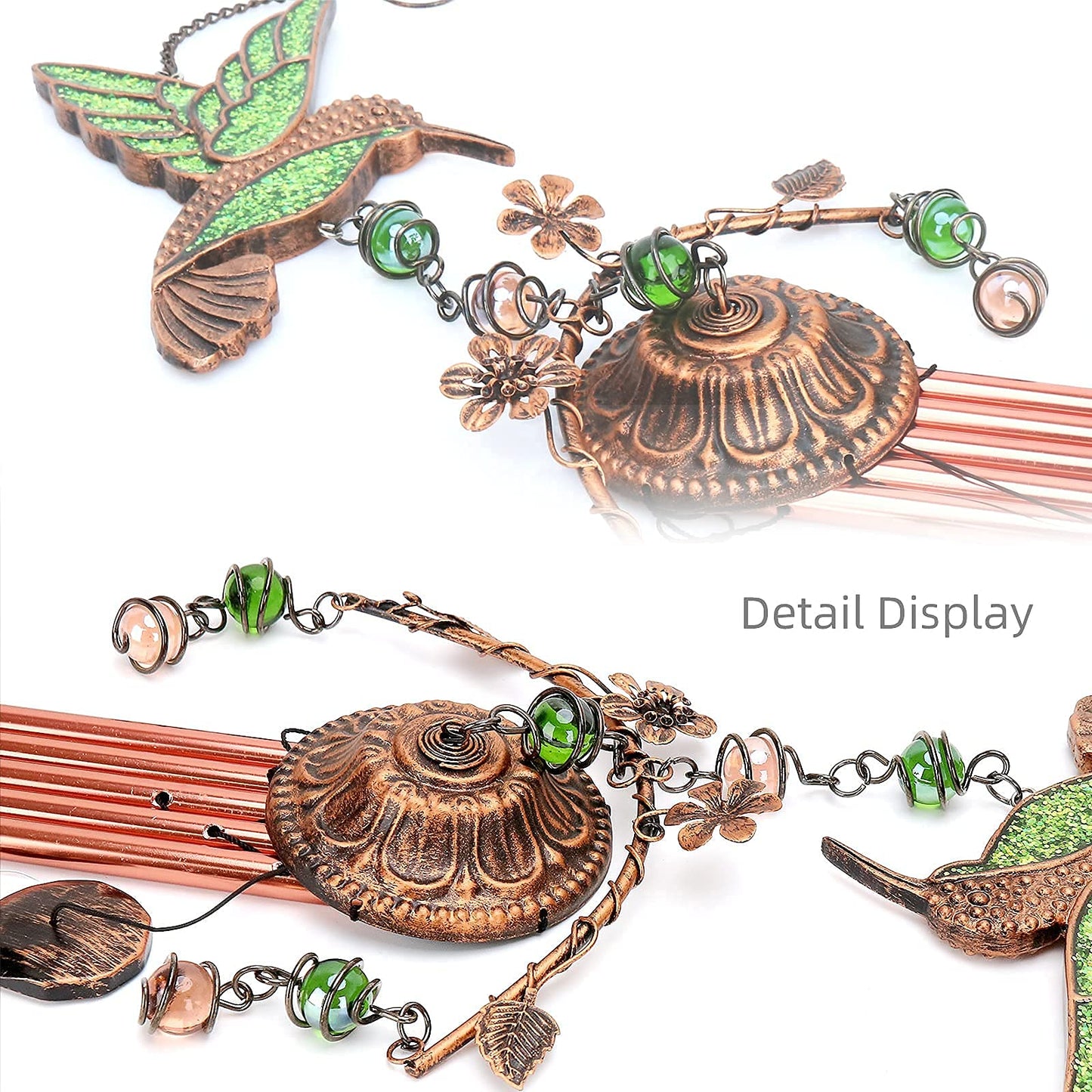 Wind Chimes - Hummingbird Wind Chimes for Outside Deep Tone 34 inches 5 Aluminum Tubes, Birthday, Memorial, Hummingbird Gifts for Mom, Grandma, Decorations for Home, Garden, Patio, Backyard