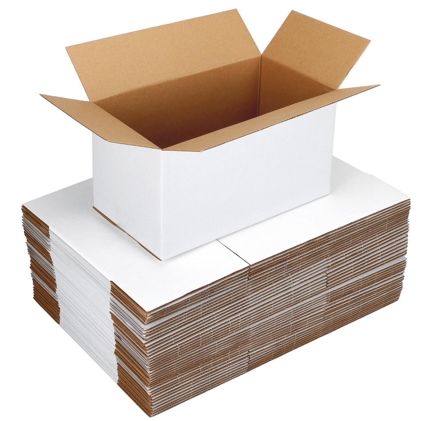 EXYGLO 40 Pack 11x6x6 Shipping Boxes for Small Business, White Corrugated Cardboard Small Box for Packaging, Moving, Mailing, and Storing