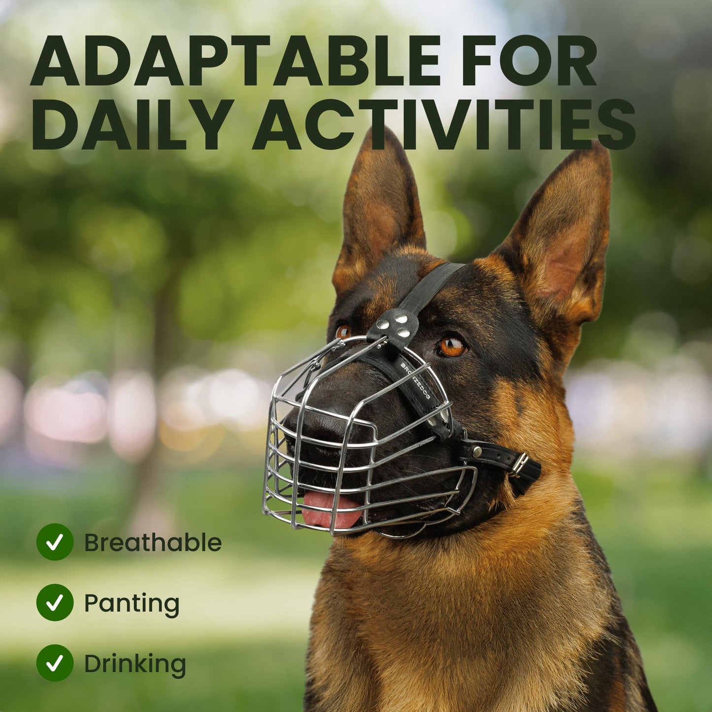 BRONZEDOG Wire Dog Muzzle German Shepherd for Medium Large Dogs Adjustable Durable Metal Basket for Biting Chewing Barking (M)