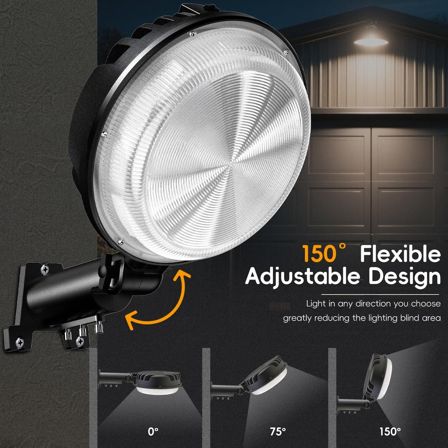 MOONTIP LED Barn Light 2 Pack 150W 20000LM Dusk to Dawn Outdoor Lighting, LED Yard Light Outdoor with 150° Adjustable Photocell, 6500K Daylight, IP66 Waterproof Area Street Light for Garage Warehouse
