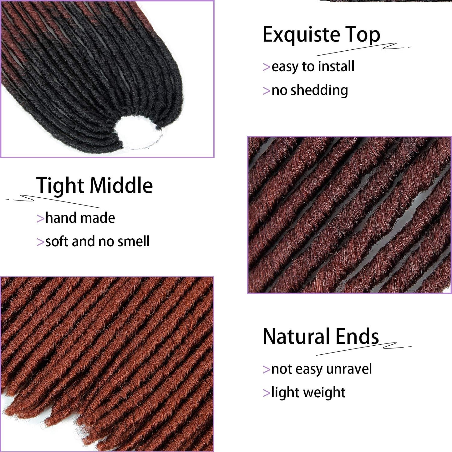 18 Inch Goddess Faux Locs Straight Gypsy Locs Crochet Hair 3 Tone Ombre Crochet Braids Dreadlocks Pre-Looped Synthetic Hair Extensions 18 Strands/Pack(Pack of 6, T1B/530/350)