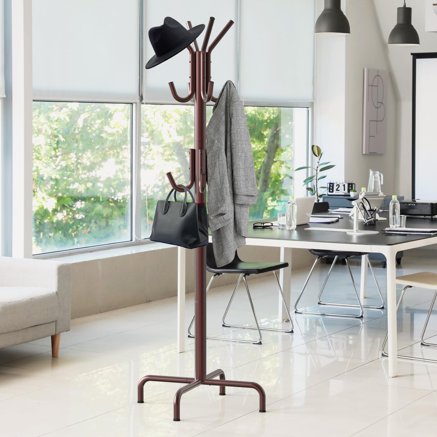 Simple Houseware Free Standing Coat and Hat Hanger Organizer Rack for Entryway, Bedroom, and Hallway, 12 Hooks, Bronze