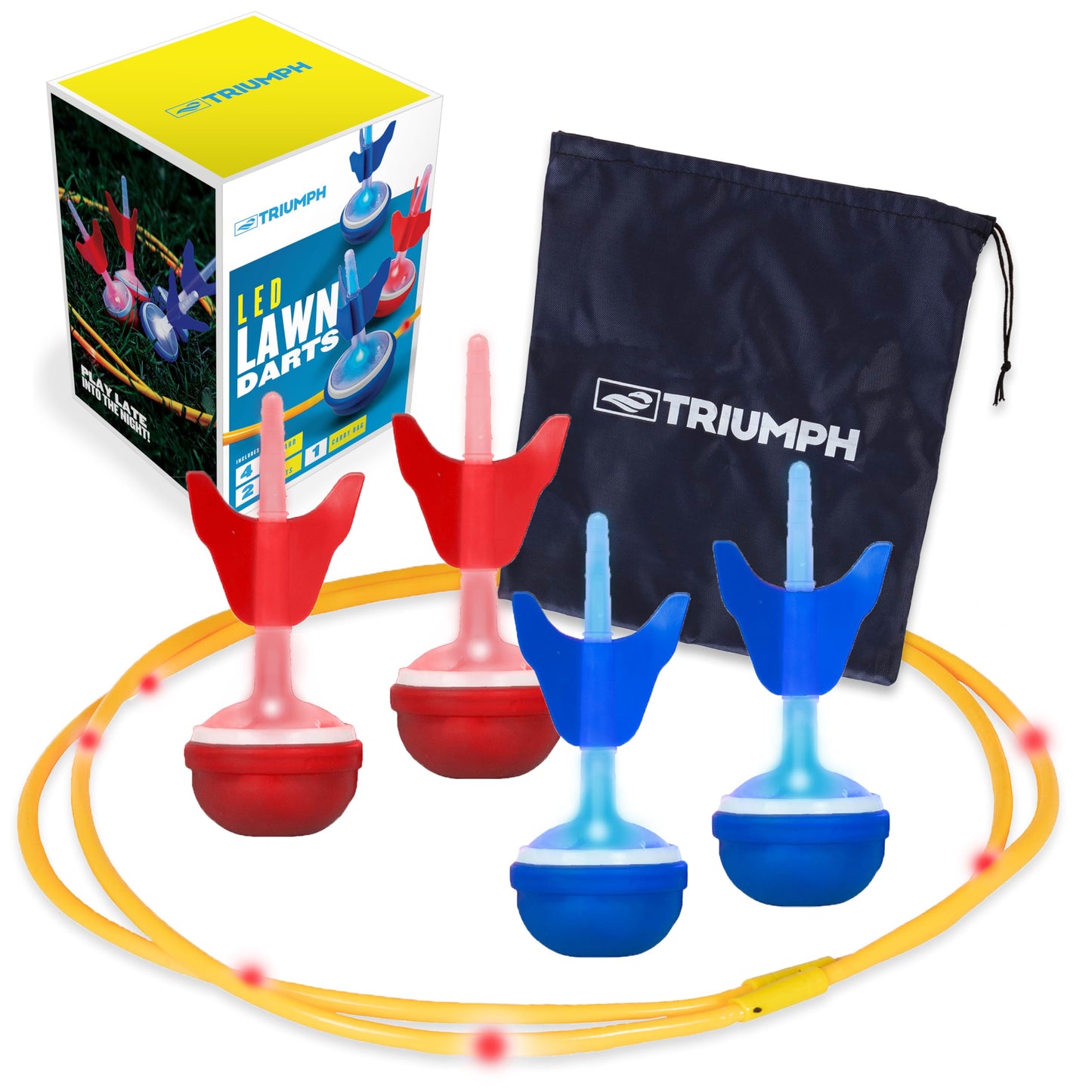 Triumph LED Backyard Darts with Two LED Targets with Four Light Features, Four Large LED Darts, Two LED Target Rings and Carry Bag