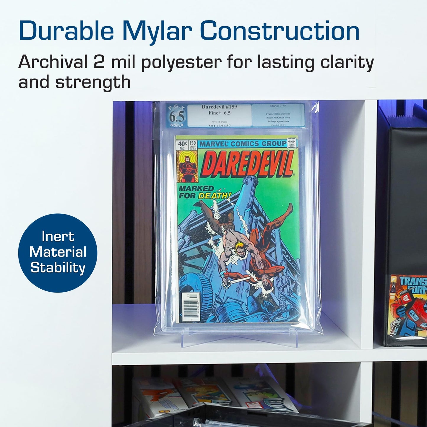 BCW Graded Mylar Comic Book Bags - 25ct | Archival Polyester Protection | Fits CGC Graded Comics | 2 Mil Thickness | 1-1/2" Flap for Secure Closure | 9 x 14 1/4 | Clear Comic Storage