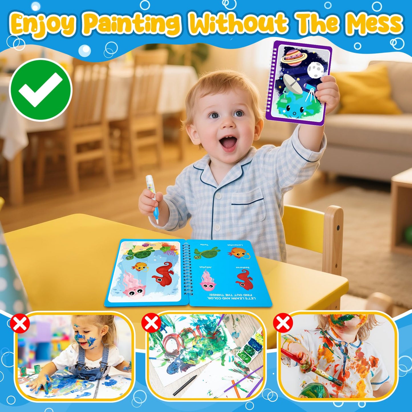 ZMLM 24 Water Painting Books for Toddlers - Reusable Water Coloring Book with Pen,Magic Paint with Doodle Books for 3 4 5 6 7 8 Years Old Drawing Set Travel Toys Gift for Girl Boy (Classic)