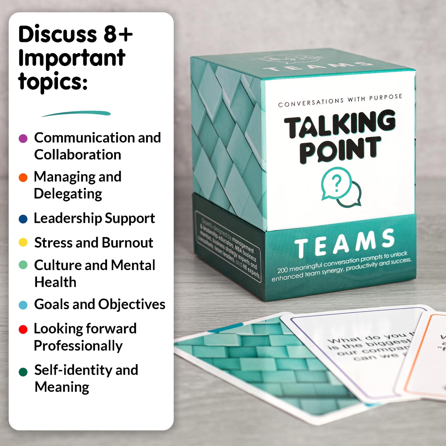200 Conversation Cards for Teams - Meaningful Questions That Help Team Members Understand Each Other - Team Building Conversation Starter Card Game for Work - Office Icebreaker Conversation Card