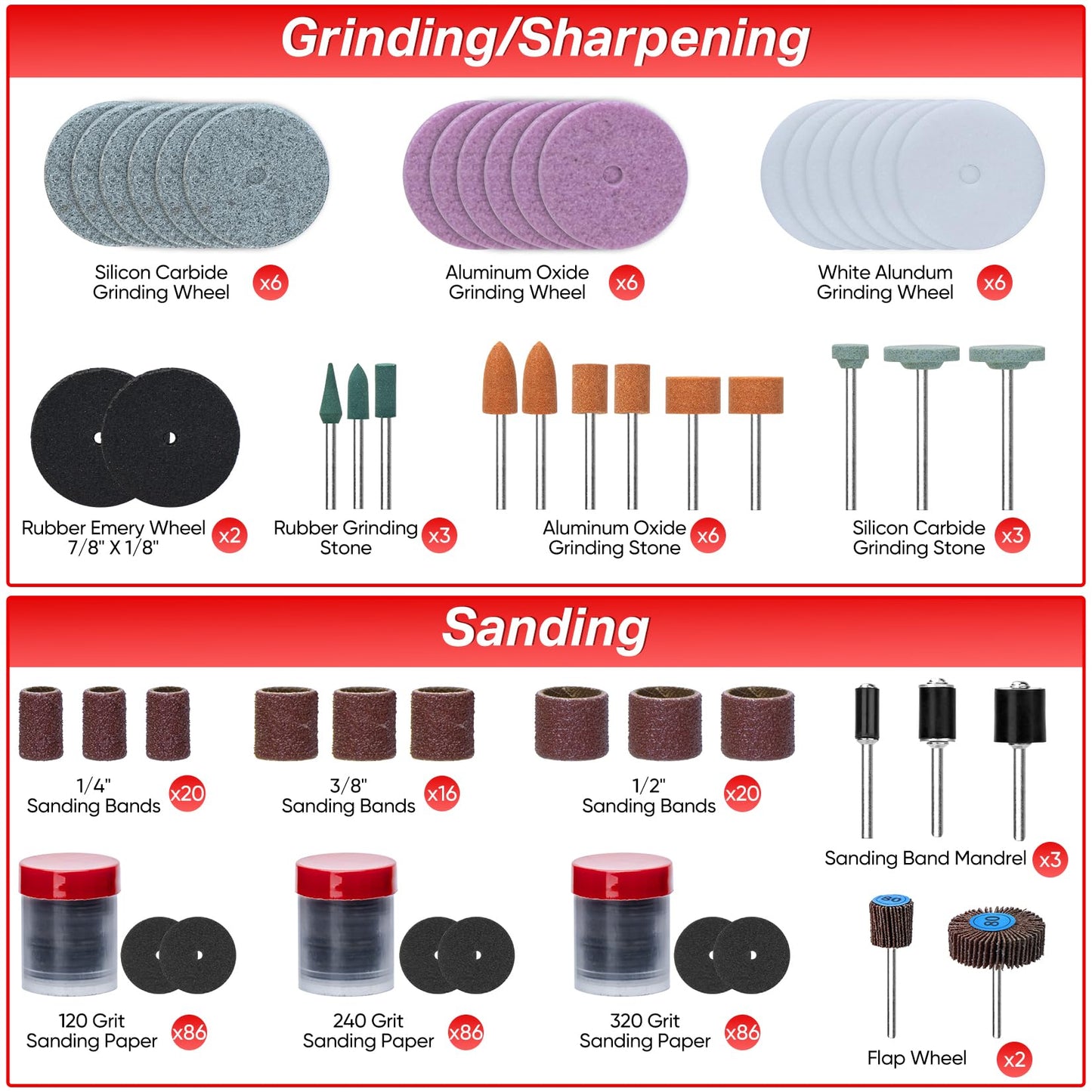 Shall 508-Piece Rotary Tool Accessories Kit, Universal Rotary Tool Bits for Sanding, Cutting, Grinding, Drilling, Carving, Engraving, Polishing, Cleaning, Rotary Attachments with Carrying Case
