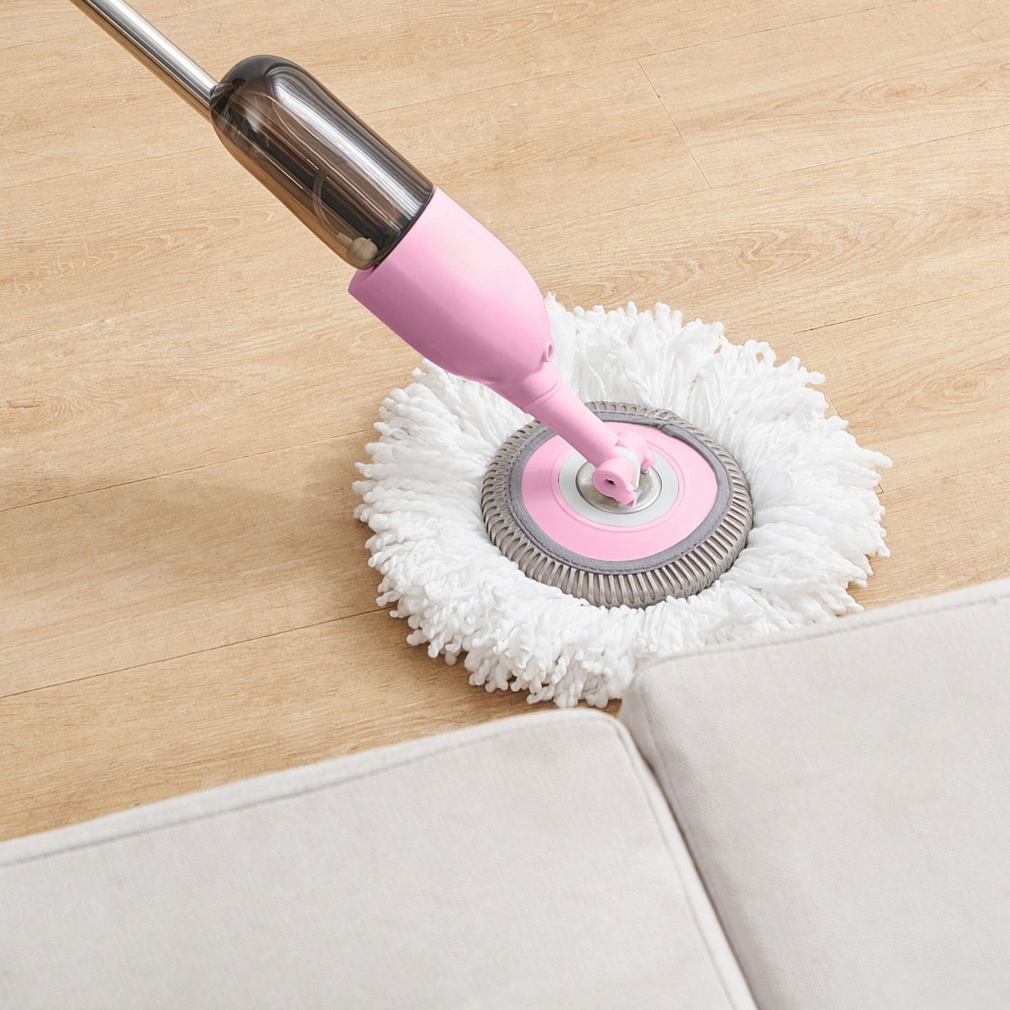True & Tidy 3-in-1 Multi-Surface Spray Mop Kit with Flat, Round, Squeegee Mop Heads, Refillable Water Bottle, Machine Washable Microfiber Pads for Floor and Glass Cleaning