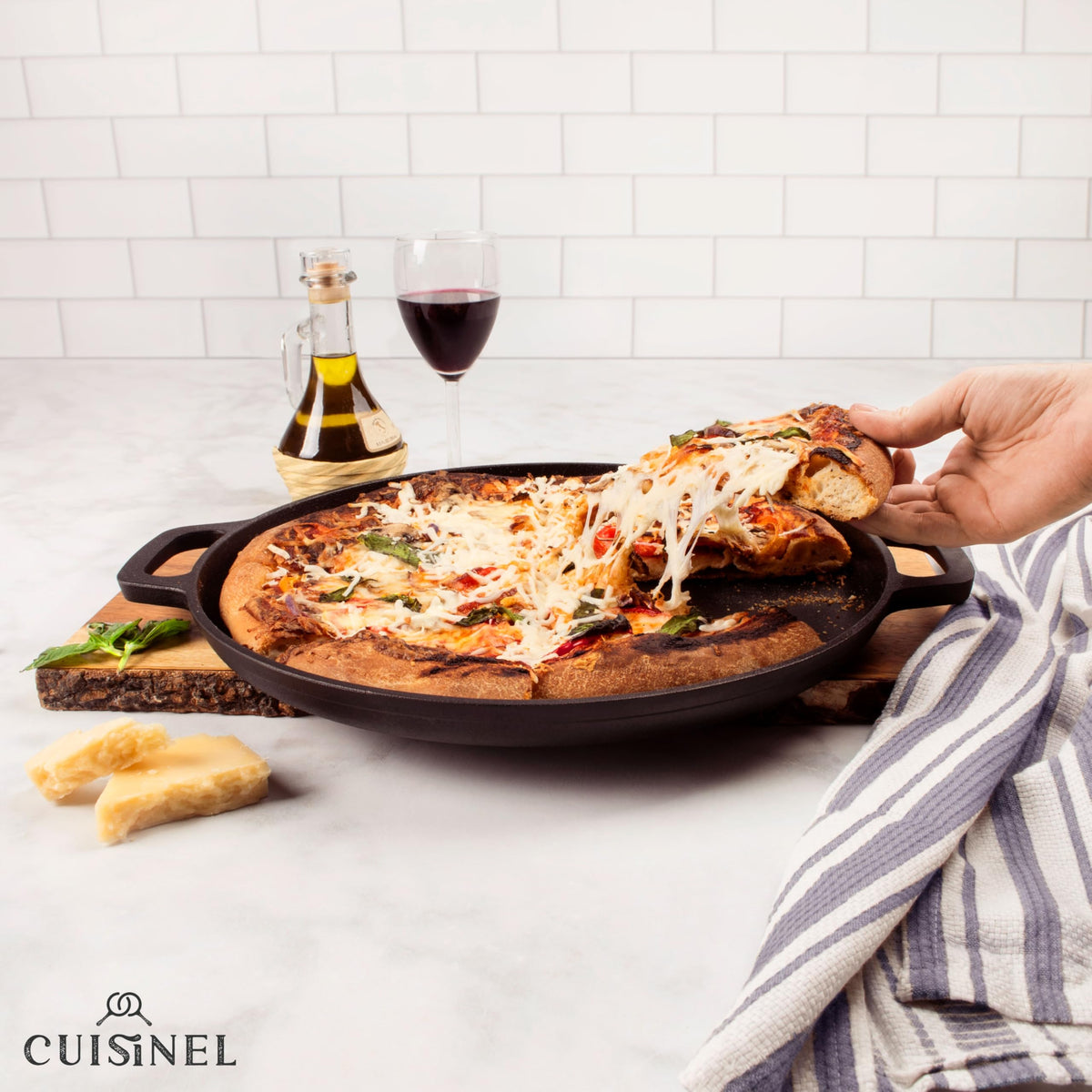 Cast Iron Pizza Pan/Round Griddle - 13.5"-Inch Flat Skillet - Great for Crepes and Frozen Pizza - Pre-Seasoned Comal for Tortillas - Dosa Tawa Roti - Baking, Stove, Oven, Grill, BBQ, Campfire Safe