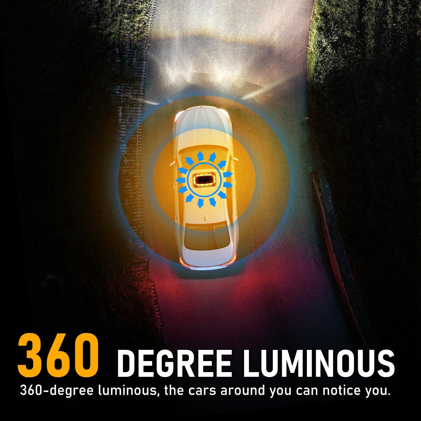 Amber Strobe Light, 16 Flashing Mode, 48pcs Led, Roof Top Hazard Flash Warning Emergency Beacon Lights for Vehicles Trucks Snow Plows Postal Mail ATV UTV, 1PC Pack