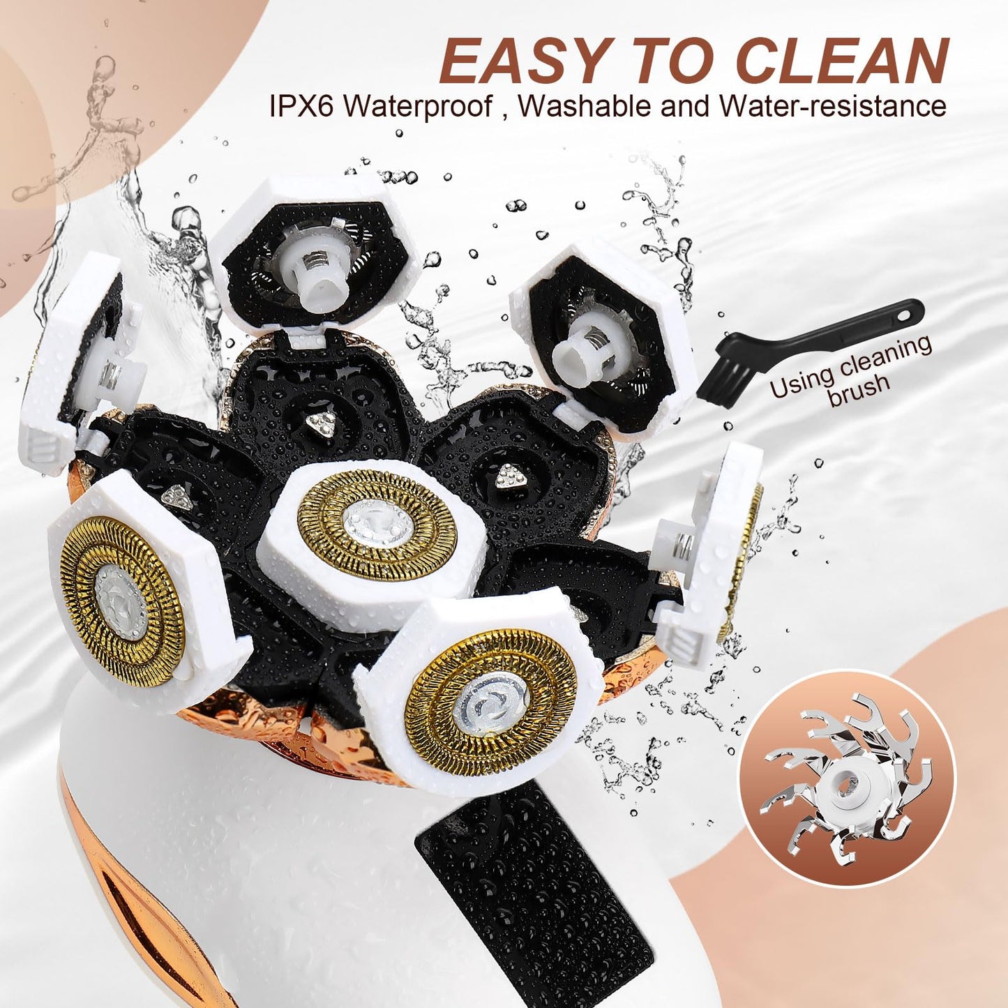 2-in-1 Electric Razors for Women, Wet/Dry 7D Rechargeable Rotary Shaver for Legs, Water Resistant Grooming Kit - Electric Razors for Women, Facial Hair Removal, Bikini Trimmer, Lips - Gentle Hair Remo