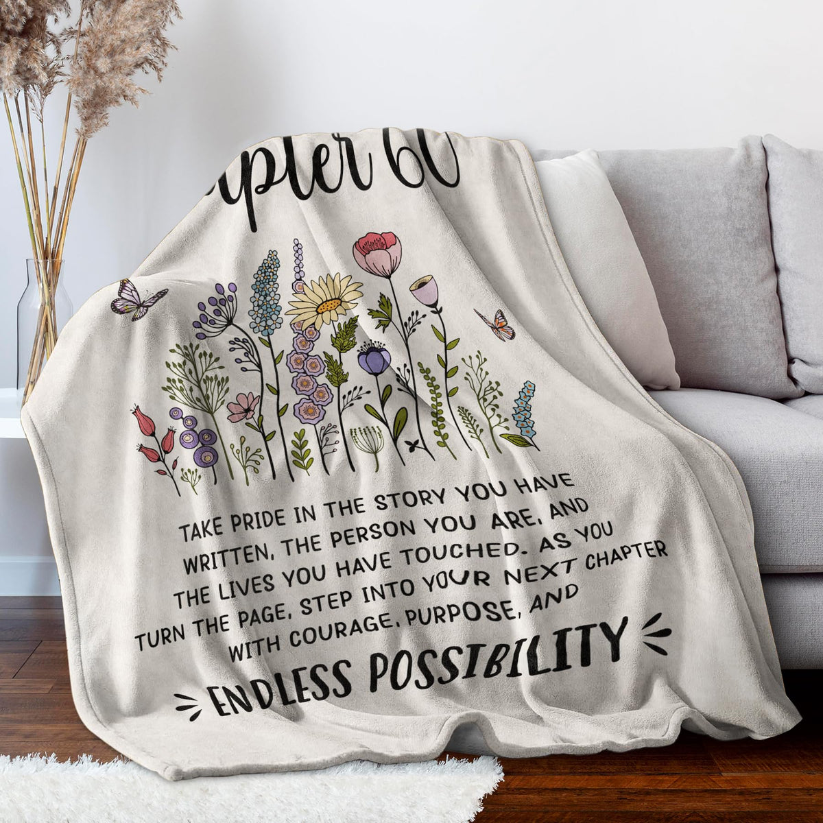 Afterprints 60th Birthday Gifts for Women, Chapter 60 Birthday Blanket, 60 Year Old Bday Gift for Woman, Friend, Sister, Mom, 1966, 60th Birthday Decorations, Turning 60 Throw Blankets 50'' x 60''