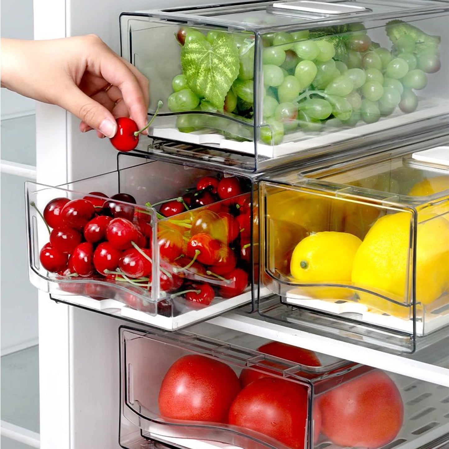 Diskary Fridge Organizers, Stackable Kitchen Organizers and Storage, Fridge Organizers and Storage, Reusable Food Containersin Home Kitchen, Barbecue Shop, Restaurant, BPA-Free