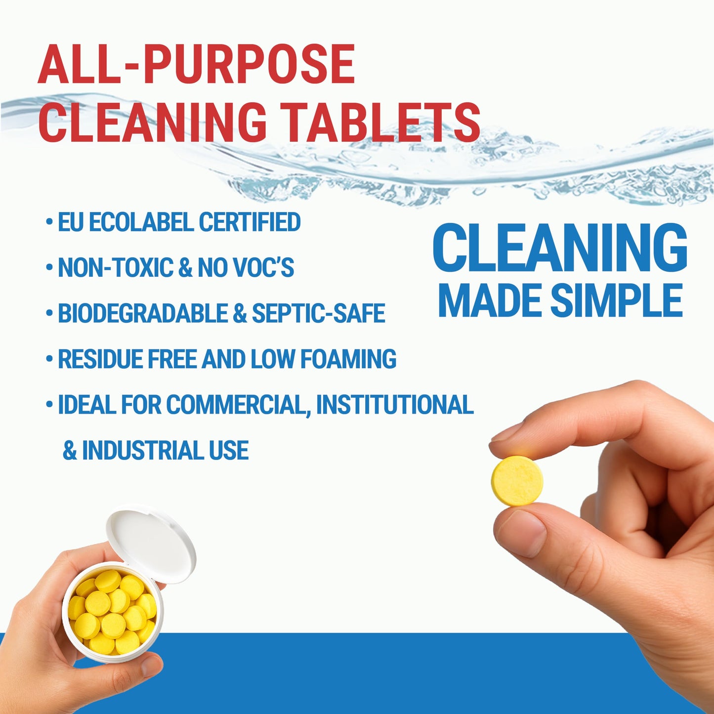 Xerotabs All Purpose Cleaning Tablets – Eco-Friendly, EU Ecolabel Certified Multi-Surface Cleaner for Commercial & Industrial Use (16 × 5g Tablets)