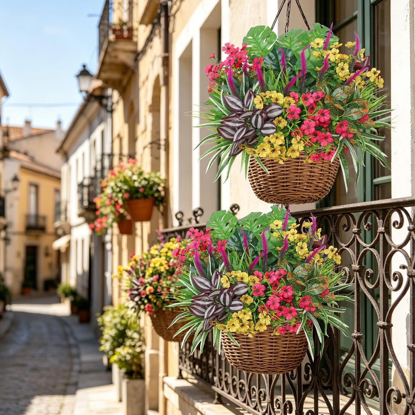 Dremisland 20 Bundles Artificial Plants Outdoor UV Resistant Artificial Fake Flowers Greenery Stems Faux Shrubs Plastic Boxwood Plants for Porch Planter Window Box Home Spring Summer Decor