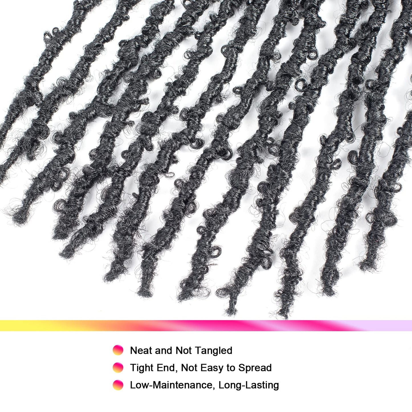GUOHUI Super Light Butterfly Locs Crochet Hair 12 Inch 6 Packs Pre-Looped Soft Distressed Faux Locs Braids for Women Kids (12 Inch,1#)