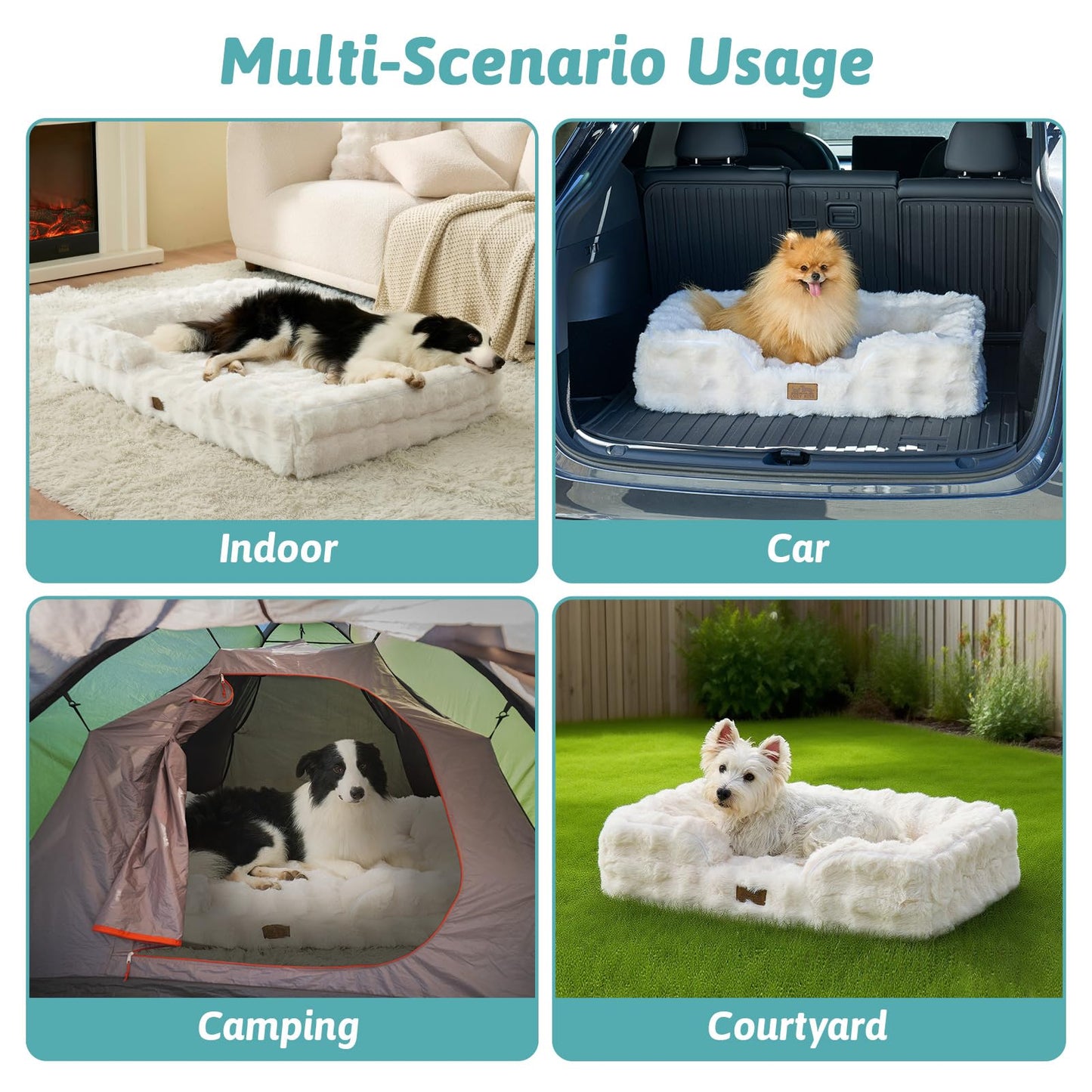 COZY KISS Orthopedic Dog Bed for Medium Small Size Dog, Soft and Warm Faux Fur Sofa for Pet Up to 40 lbs, Foam Bolster Anti-Slip Couch with Washable Removable Cover, M 30x20x6.5 inch, Beige