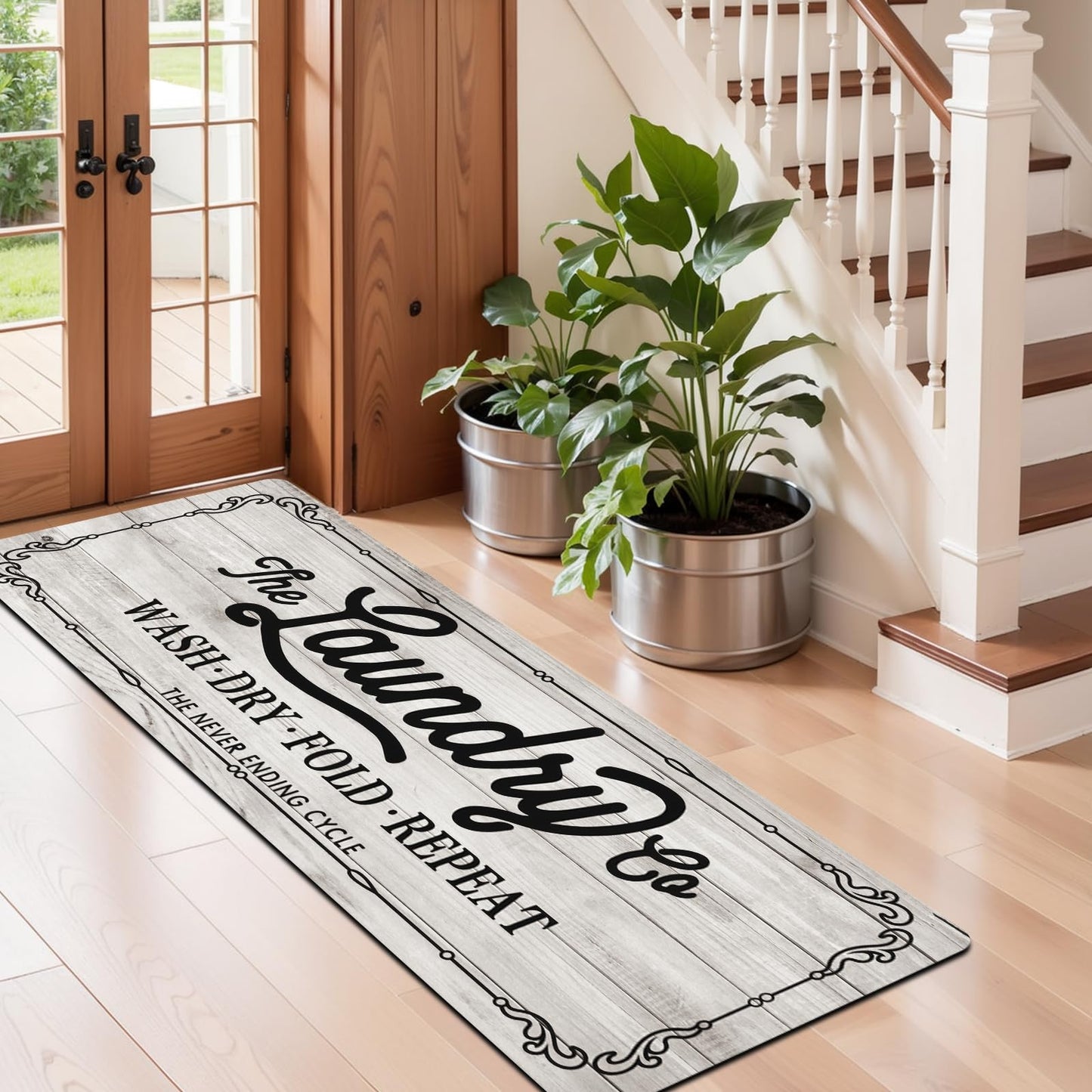 Pauwer Laundry Room Rug Runner 20"x60" Waterproof Laundry Mat Non Slip Kitchen Mats for Floor Farmhouse Washable Floor Mat Runner Rug for Mudroom Washroom Bathroom Decor