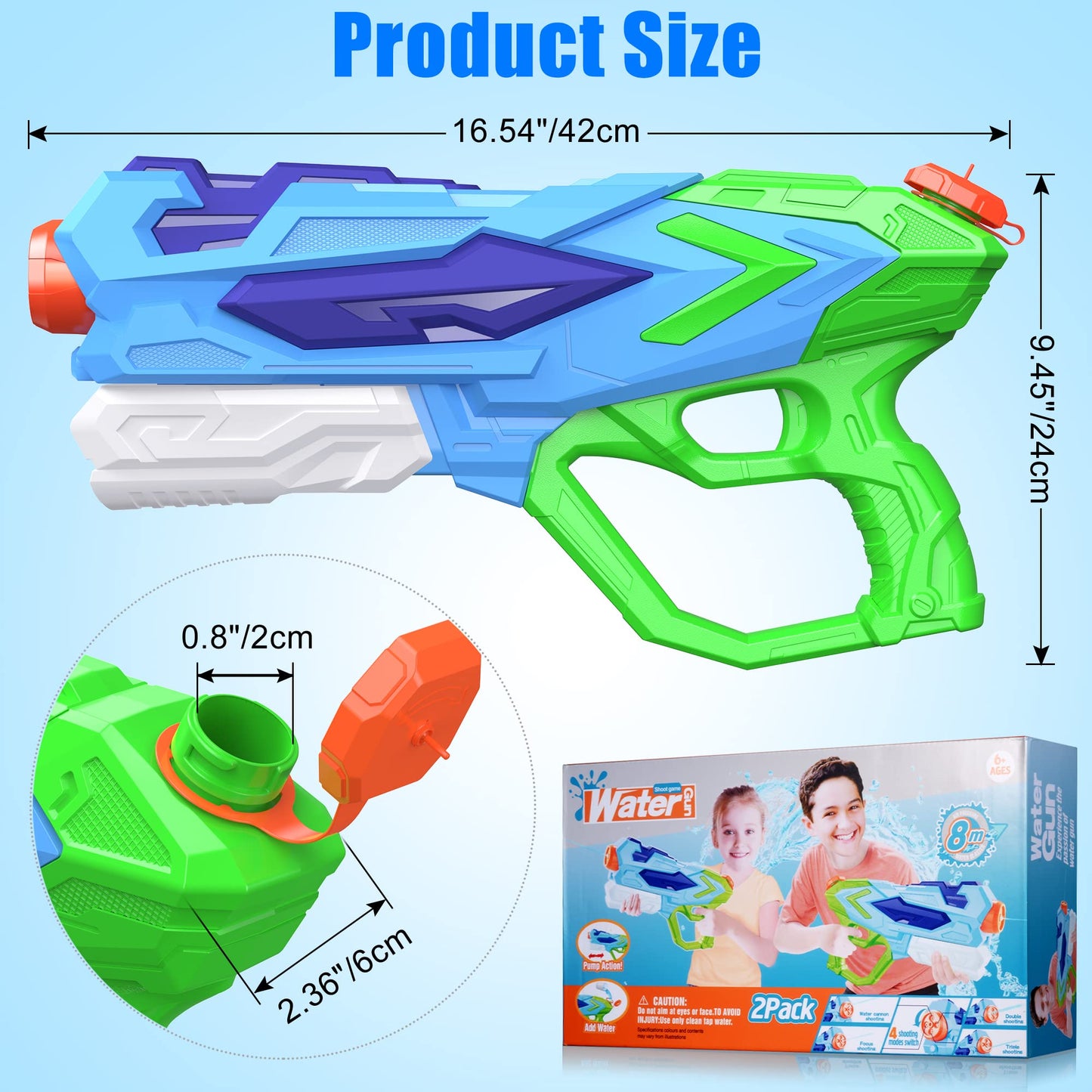 4 PCS Water Gun for Kids, Super Squirt Guns Water Soaker Blaster - 4 Shooting Modes Switch - 26 Ft Long Shooting Range - Summer Water Toys Gun for Boys Girls Adults Outdoor Pool/Garden