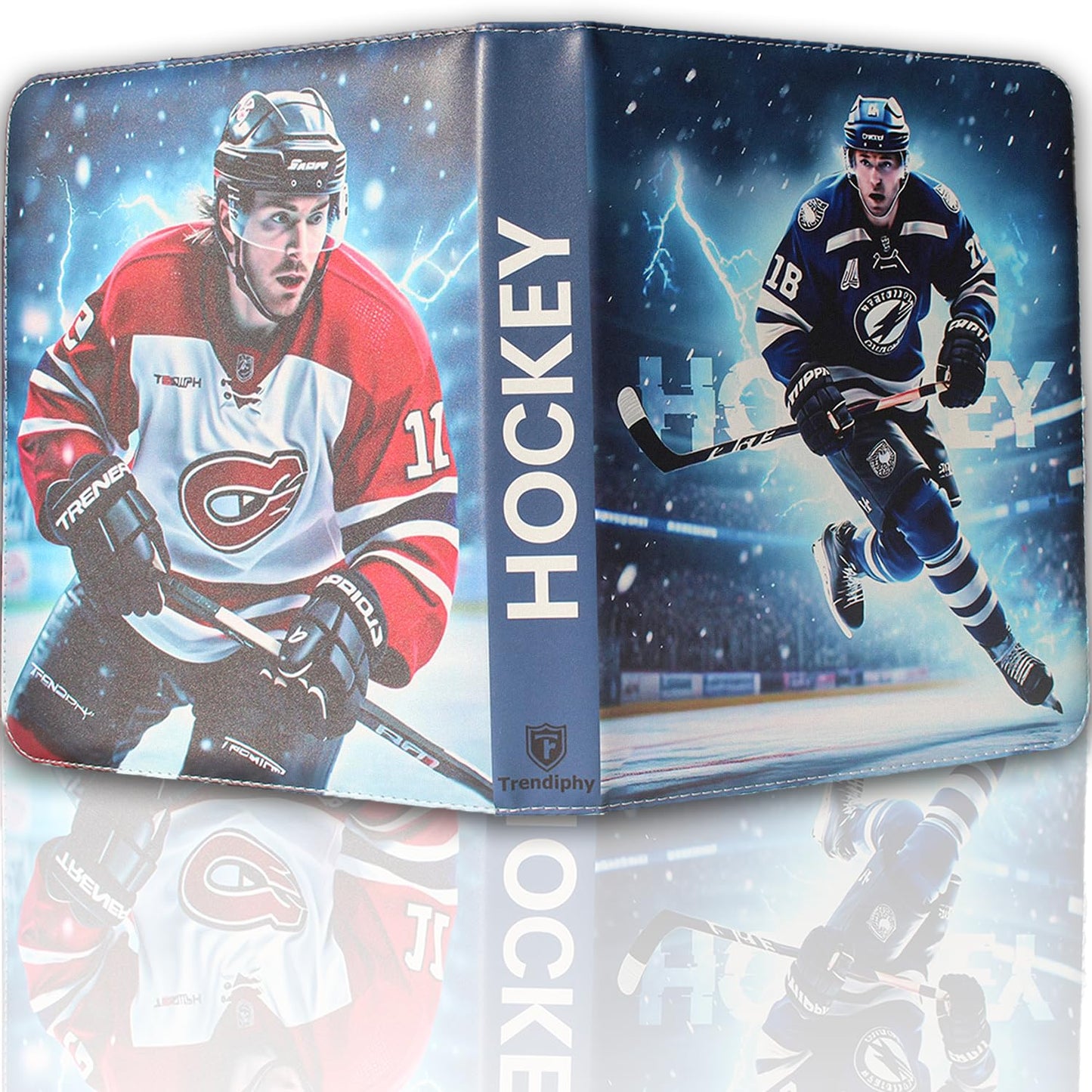 Hockey Card Binder 9 Pocket - Holds 900 Cards with 50 Removable Double-Sided Sleeves, Zipper Closure, Trading Card Binder - Ideal Gift for Boys & Girls (9-Pocket Large)