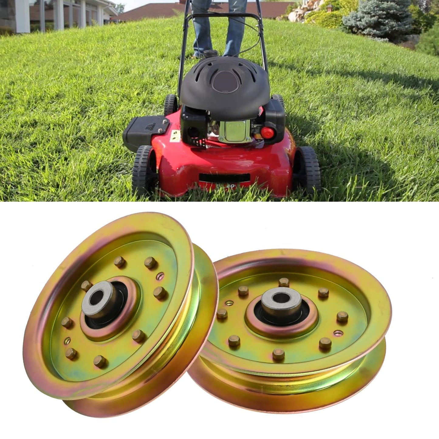UOIENRT 956-04129 Flat Idler Pulley for 4 7/8”, Replacement for CUB Cadet Replacement for MTD Replacement for Troy-Bilt, Replaces 753-08171 756-04129
