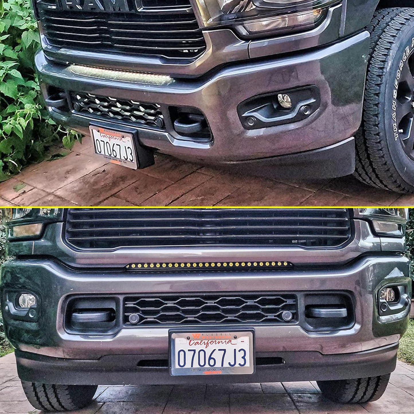 Front License Plate Frame for Dodge Ram 2500/3500 / 4500/5500 2019 2020 2021 2022 2023 2024 2025 Front Bumper License Plate Holder Mounting Bracket Cover Replace # 68362197AA CH1068166