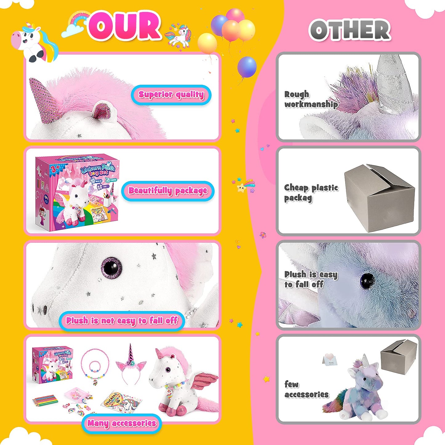 Gifts for 3-8 Year Old Girls, Luckades Stuffed Animal Unicorn Toys for Girls Age 3-8 Unicorn Birthday Decorations Plush Toys for Girls Age 3-8 Girls Toys Age 3-8