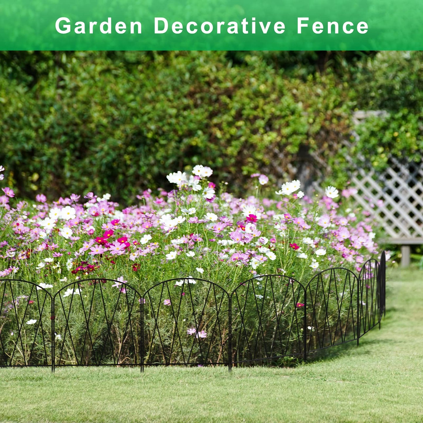 10 Pack Decorative Garden Fence 10.3 ft (L) x 15.9 in (H) Small Fence Animal Barrier Arched Rustproof Garden Fence Border Rabbit Metal Flower Bed Fencing for Yard Patio Outdoor Landscape