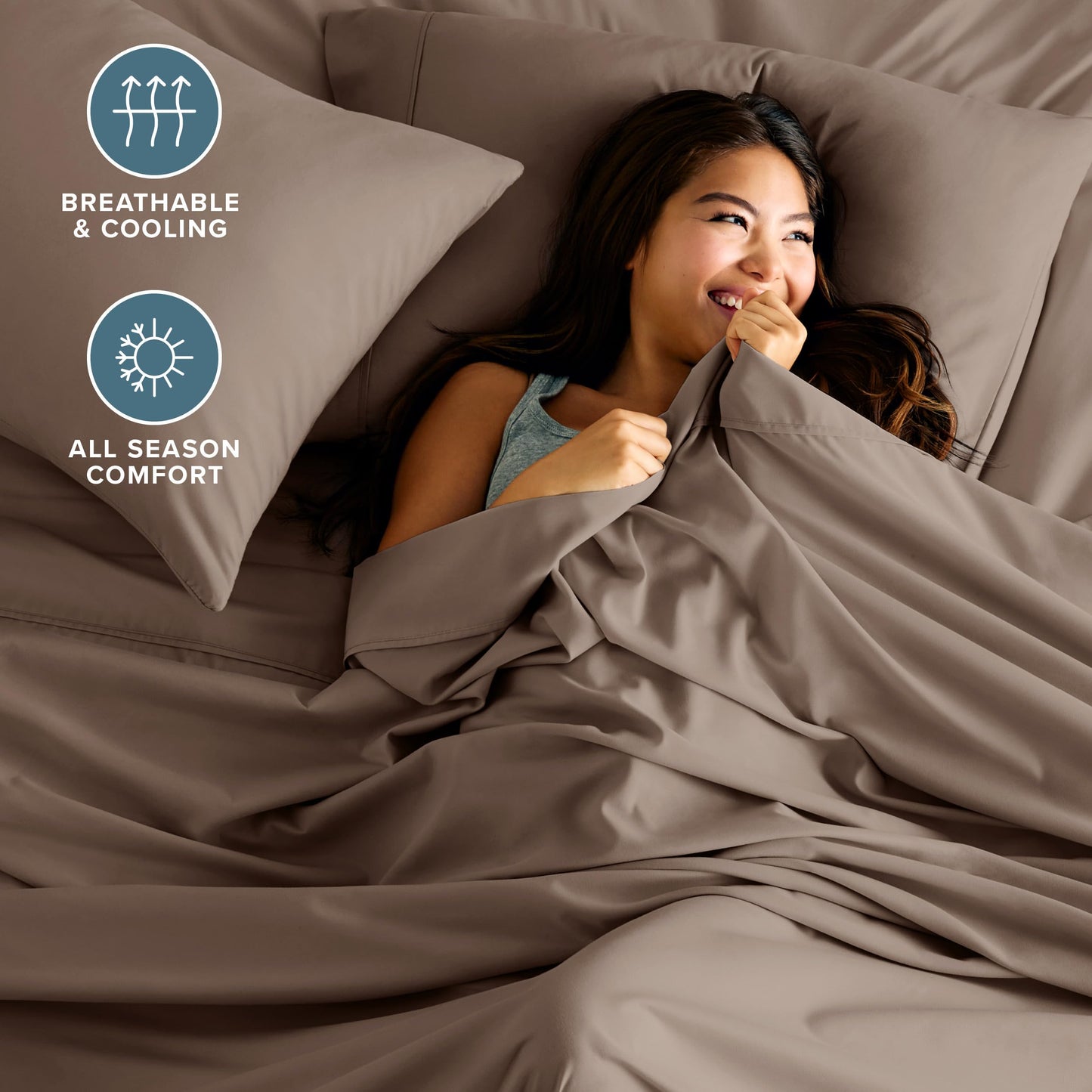 Bare Home King Sheet Set - 1800 Ultra-Soft Microfiber King Bed Sheets - Double Brushed - King Sheets Set - Deep Pocket - Bedding Sheets & Pillowcases (King, Taupe)