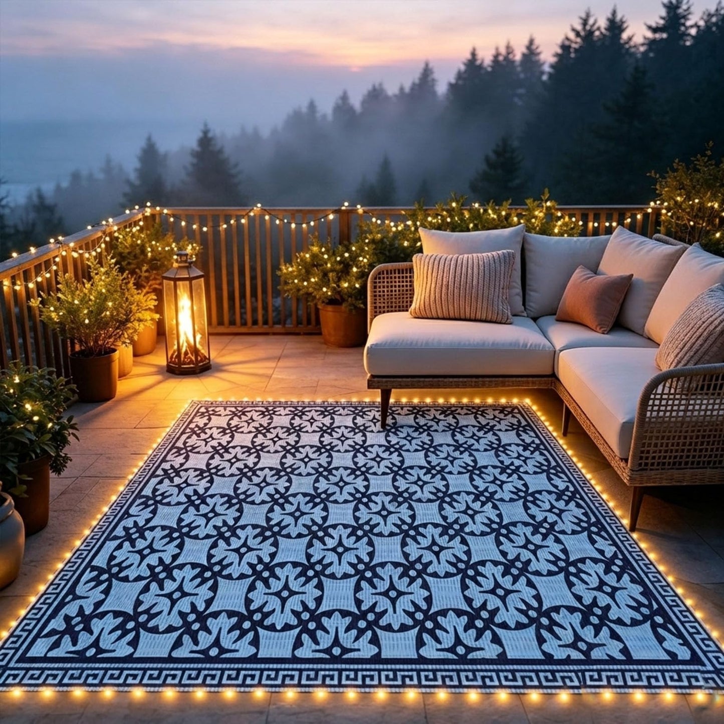 TIPHOPE 9X6 FT RV Outdoor Rugs with Led Light Strips,Foldable Camping Mat with Carry Bag Waterproof Reversible Mat RV Patio Mat Lightweight Large Floor Rug for RV Camping Picnic Patio-2 Year Warranty