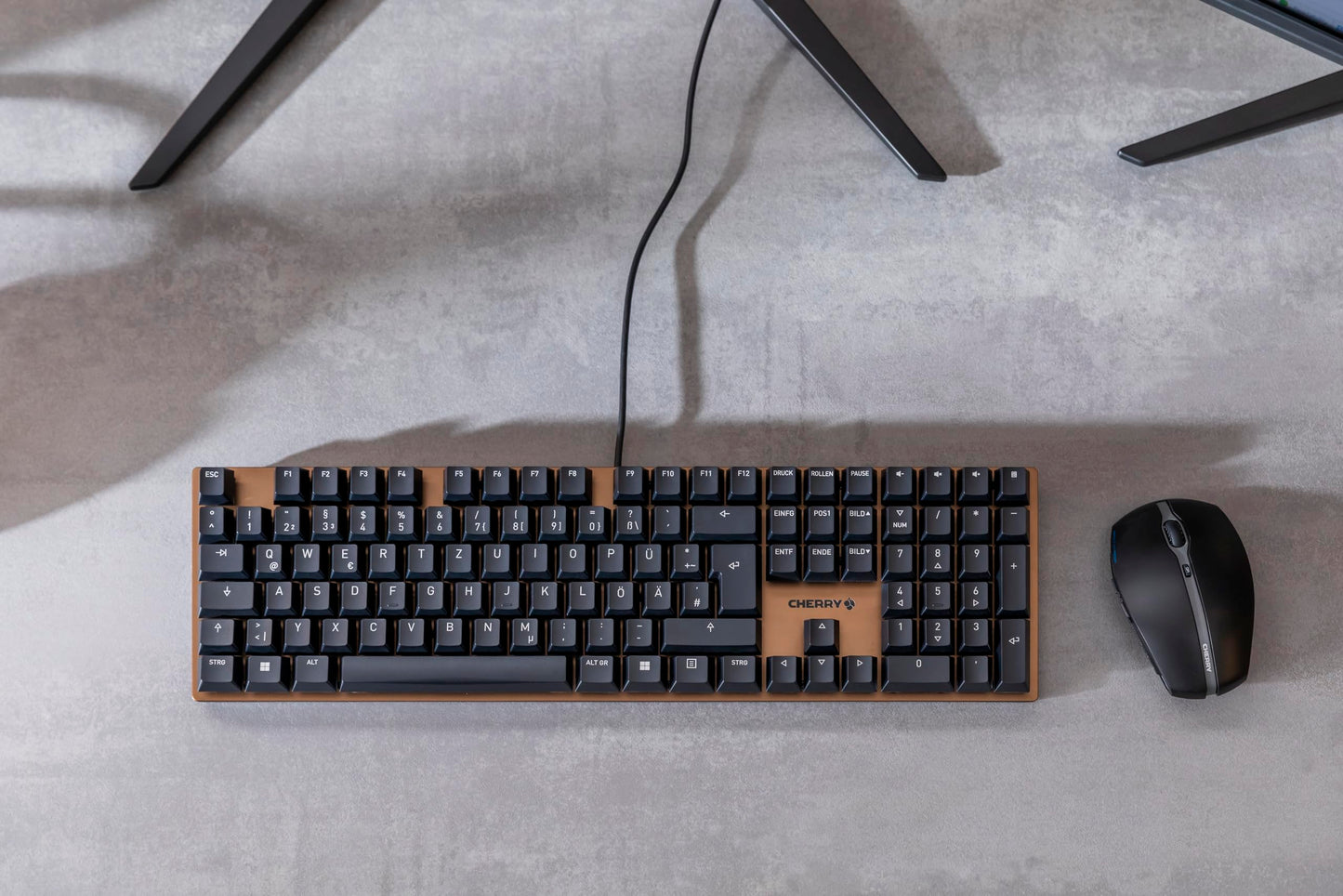 Cherry KC 200 MX Mechanical Office Keyboard with New MX2A switches. Modern Design with Metal Plate Frame. (Bronze W/MX2A Brown Switch)