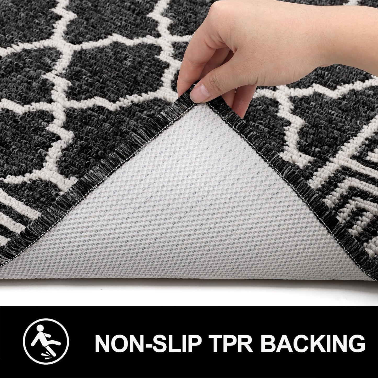 Pauwer Indoor Doormat for Entryway 36"x59" Non-Slip Absorbent Resist Dirt Entrance Mat, Washable Front Door Mat Welcome Mat Low-Profile Inside Floor Mat for Entry Kitchen Laundry Room, Black
