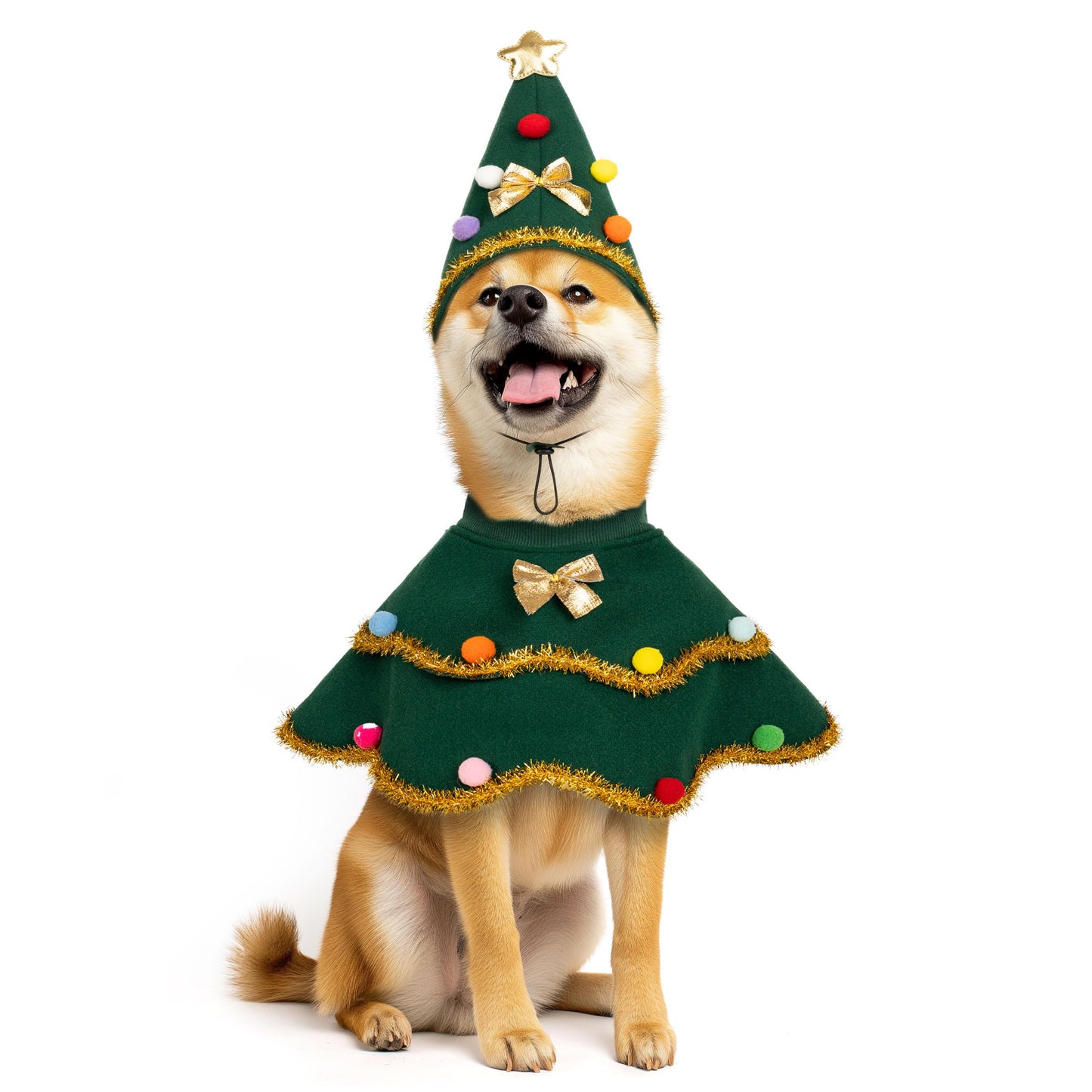 cyeollo Dog Christmas Costume Cute Christmas Tree Outfit Pet Dog Clothes Puppy Xmas Costumes for Small Medium Dogs, Green M