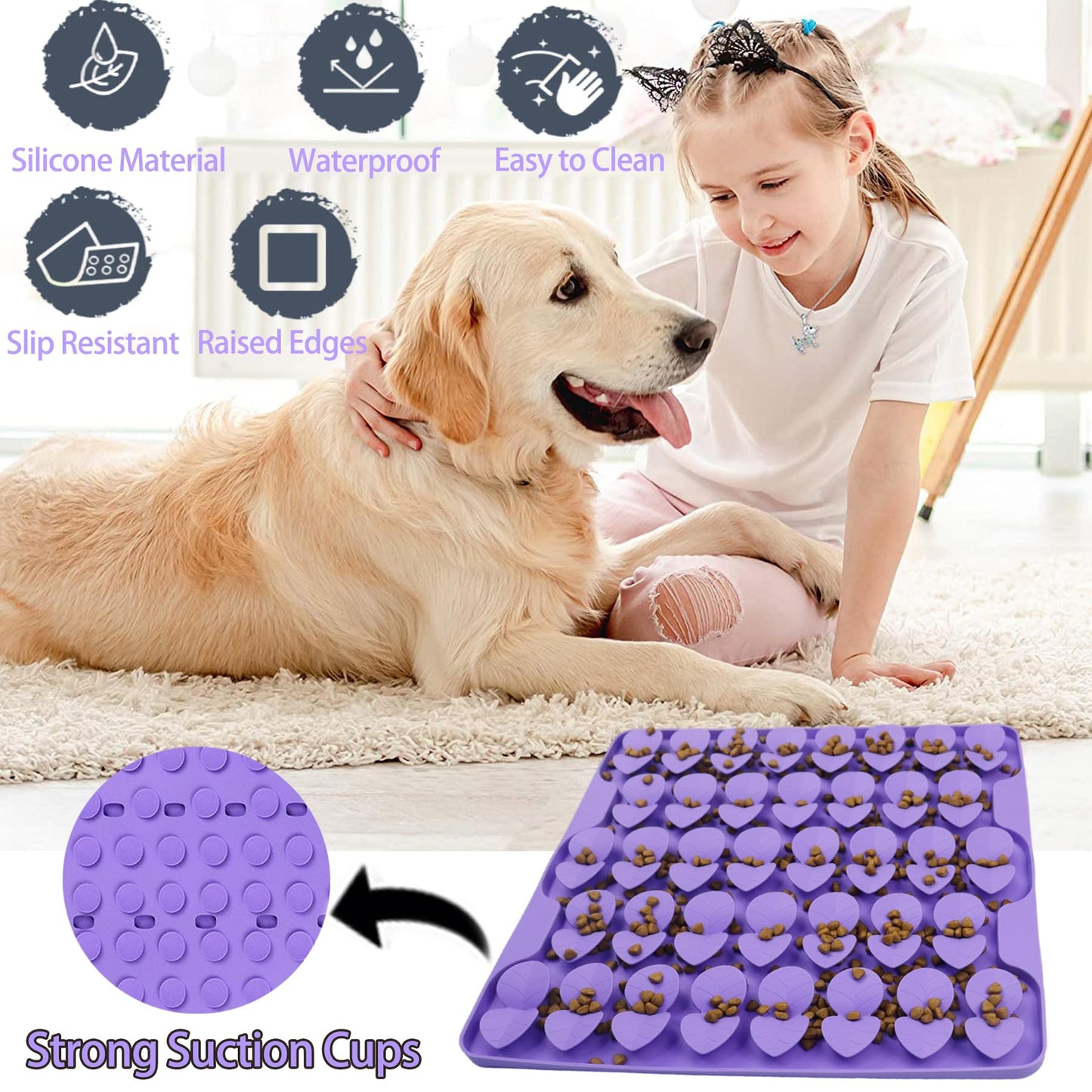 Femont Snuffle Mat for Large Dogs,Silicone Slow Feeder Lick Mat for Slow Eating,Training Smell,Encourages Natural Foraging Skill,Relieving Stress,Interactive Feed Game Toy