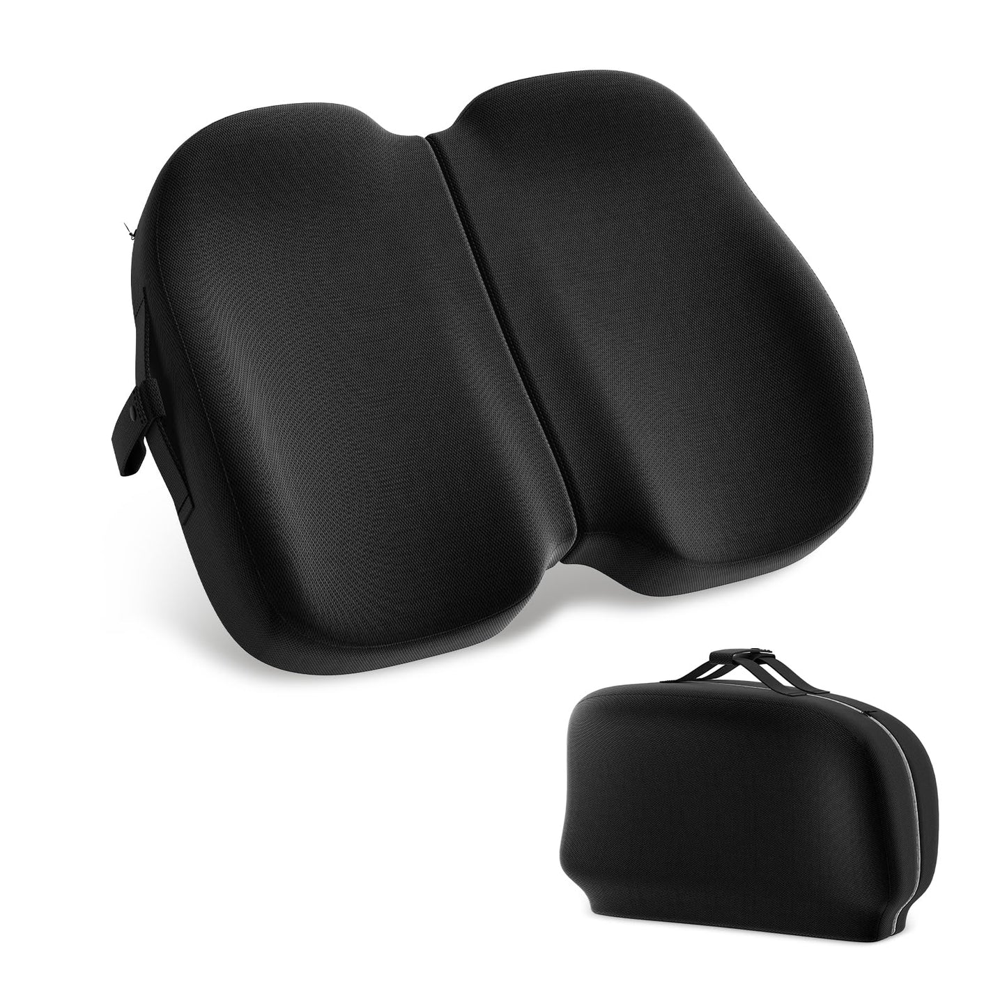 A-Pce Apce Foldable Travel Seat Cushion-with Built-in Handles，Memory Foam Cushions for Relief of Lower Back, Sciatic, Butt and Tailbone Pain-for Home & Office Use, Perfect for Travel or Driving-Black