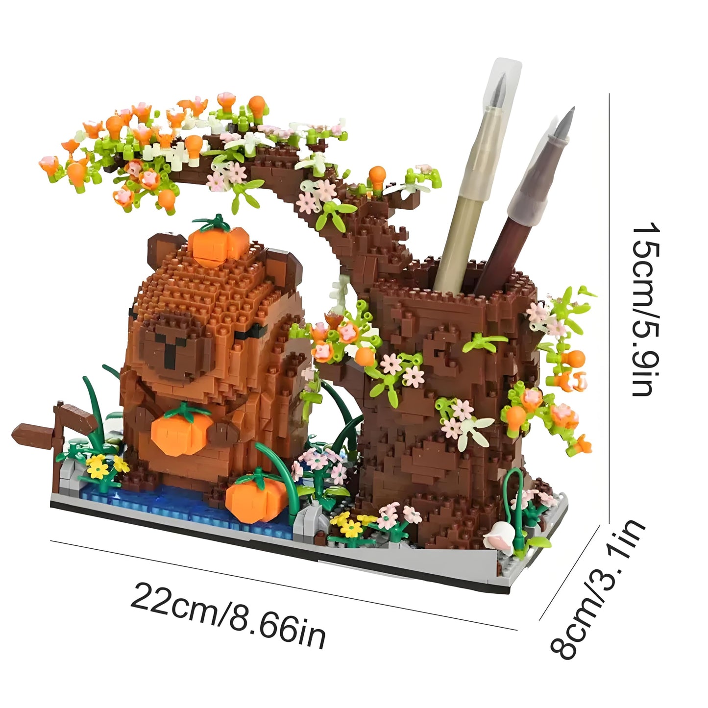 Capybara Building Blocks Set -1880PCS Cute Animals & Flowers Building Bricks Kit Kawaii Capybara Gifts Toy for Kids Age 12+, Capybara Stuff Pen Holder&Desk Organizer, Arts &Crafts for Boys Girls Adult
