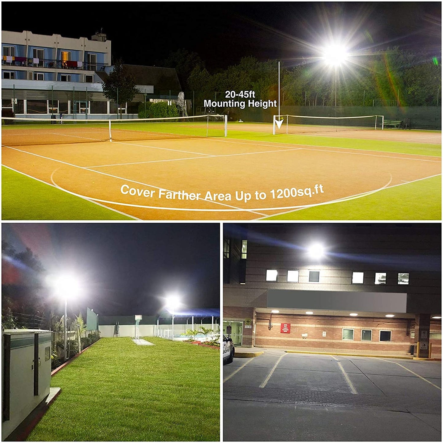 30W LED Super Bright Flood Security Work Lights,with ON/Off Switch,US-3 Plug,5 ft Cable,3600 Lumen 6000K Cool White IP66 Waterproof,Outdoor for Garage Garden Lawn Playground Yard,Yoke Mount,2 Pack