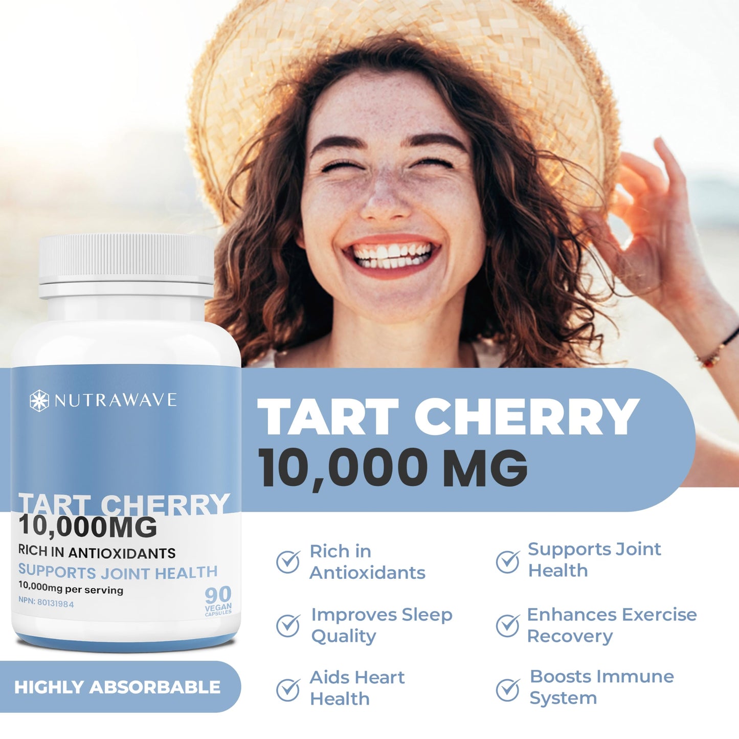 PURE POTENT 10x EXTRACT TART CHERRY capsules 10,000mg per serving, Powerful Antioxidant. Improved Sleep, Tart Cherry Supplement for Gout Relief, Ideal for Women and Men, Non-GMO, Vegan, Gluten Free. 180 Capsules.